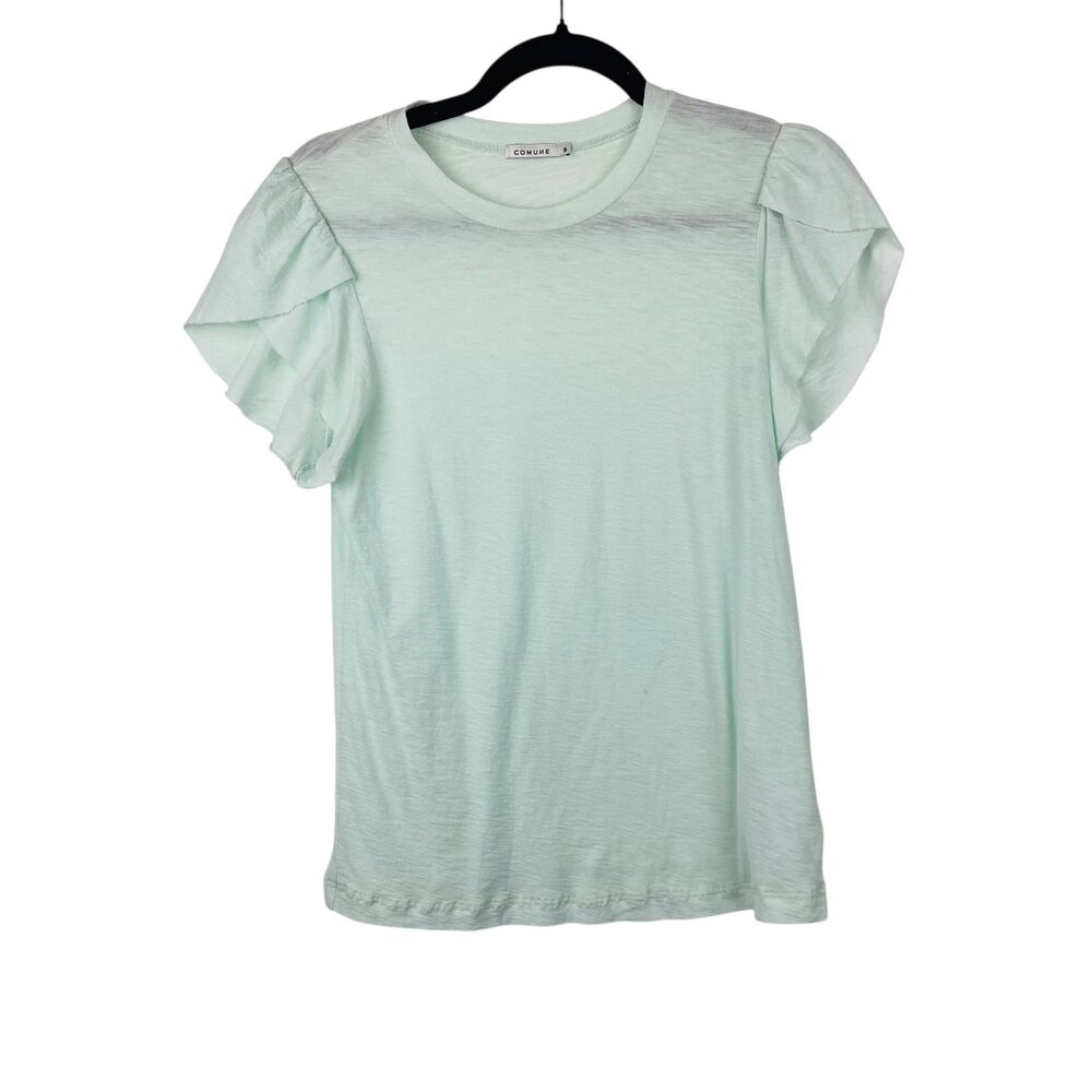 Commune Shirt Womens Small Ruffle Sleeve Crewneck Soft Top